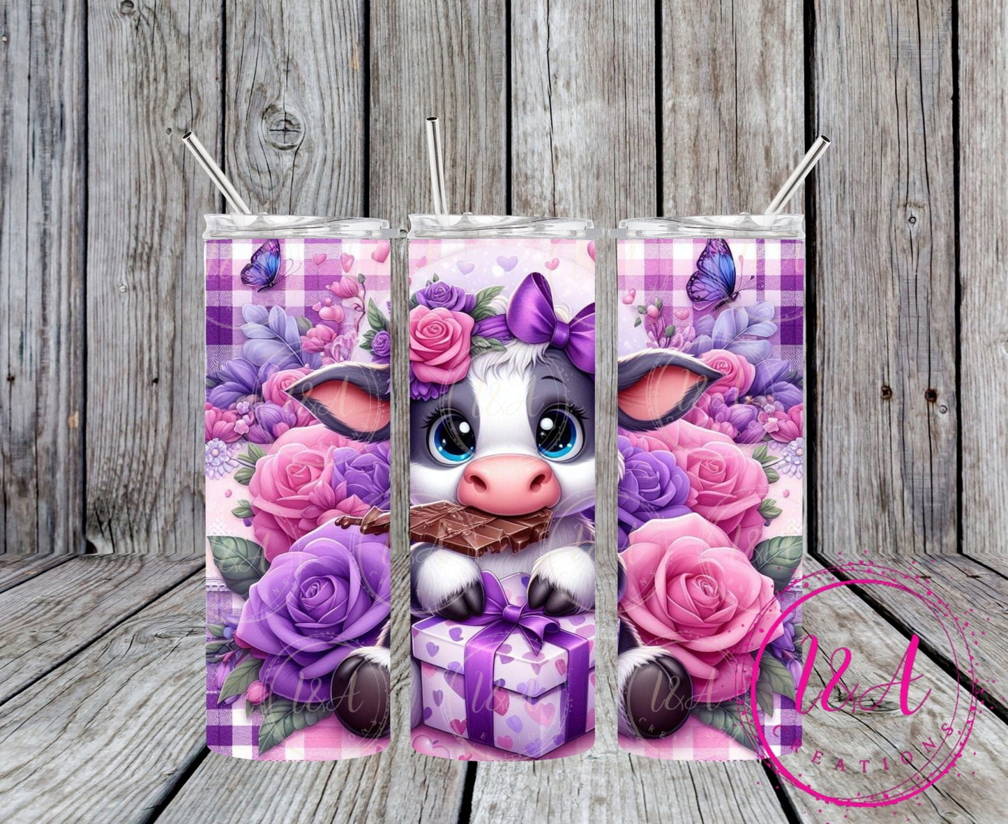 Purple flower and cow