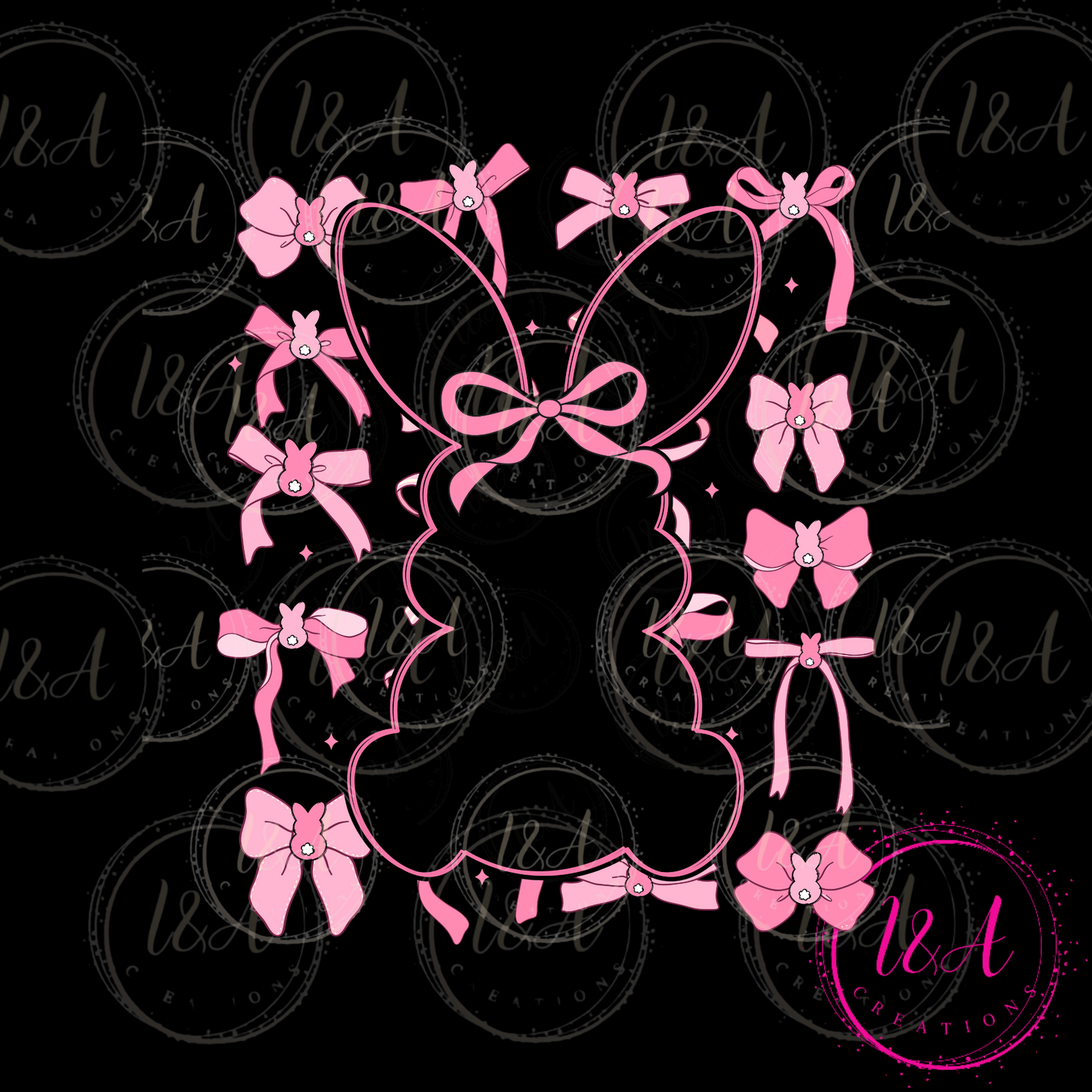 #712B pink bunny outline with bows