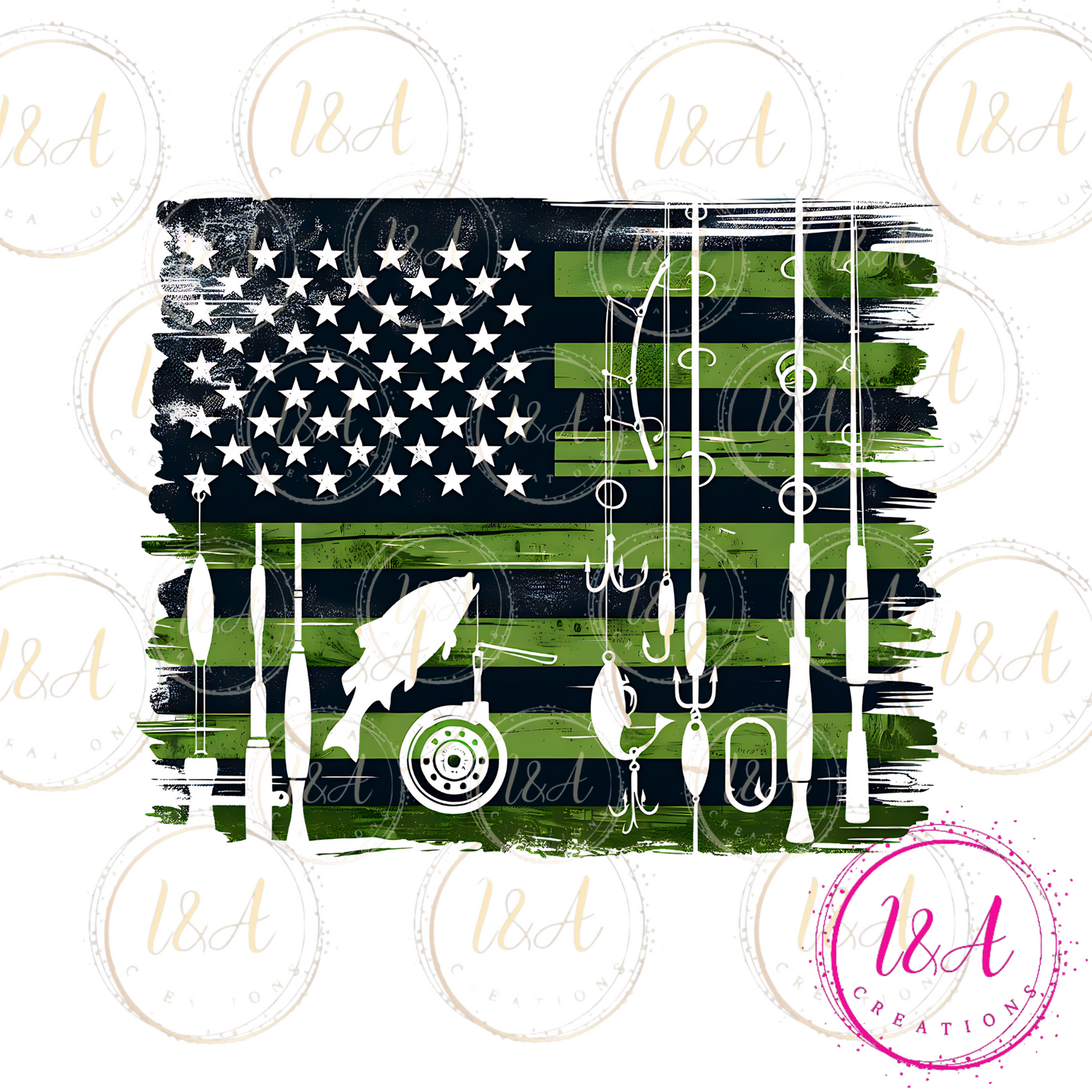 #556B USA fishing flag