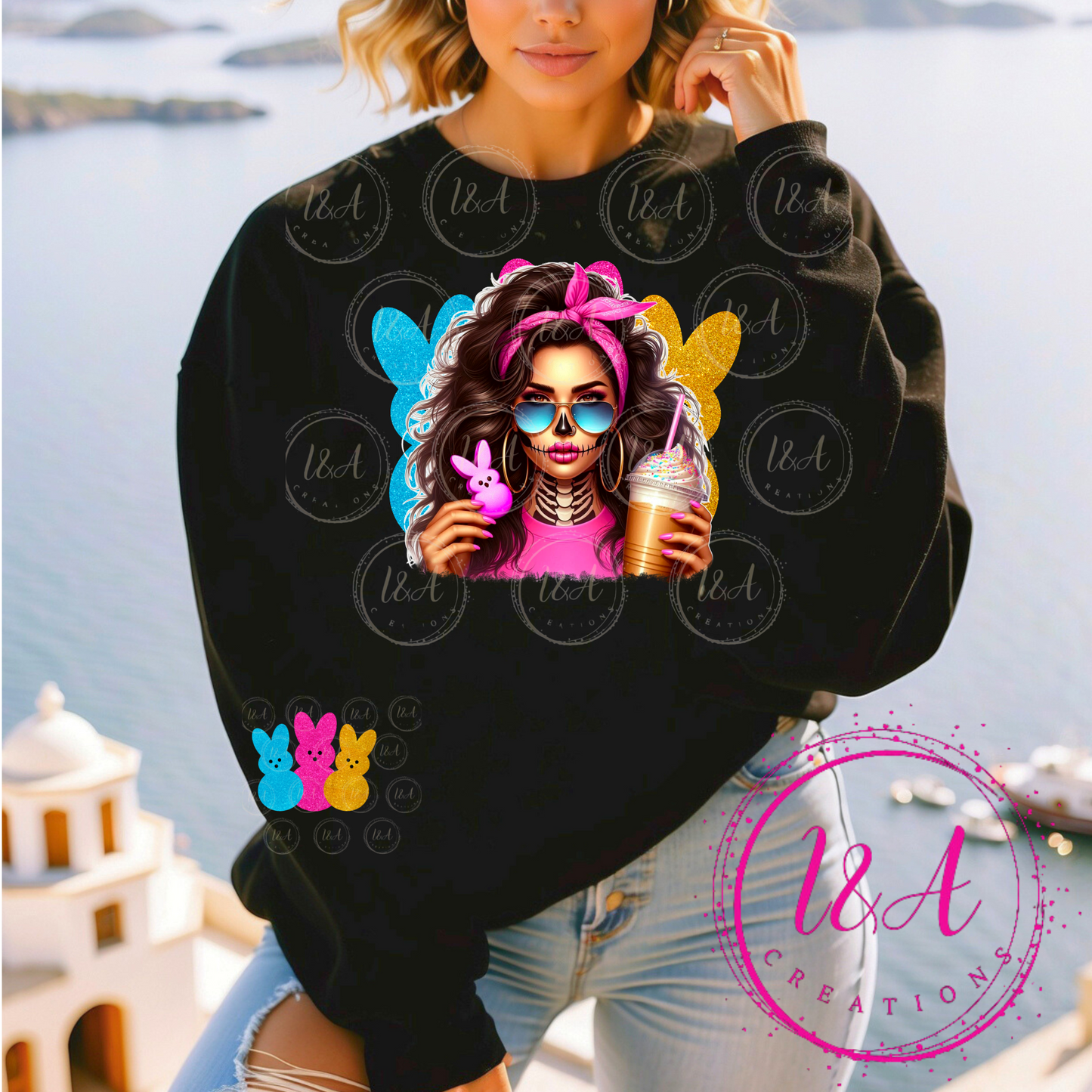 #798B skelly girl easter