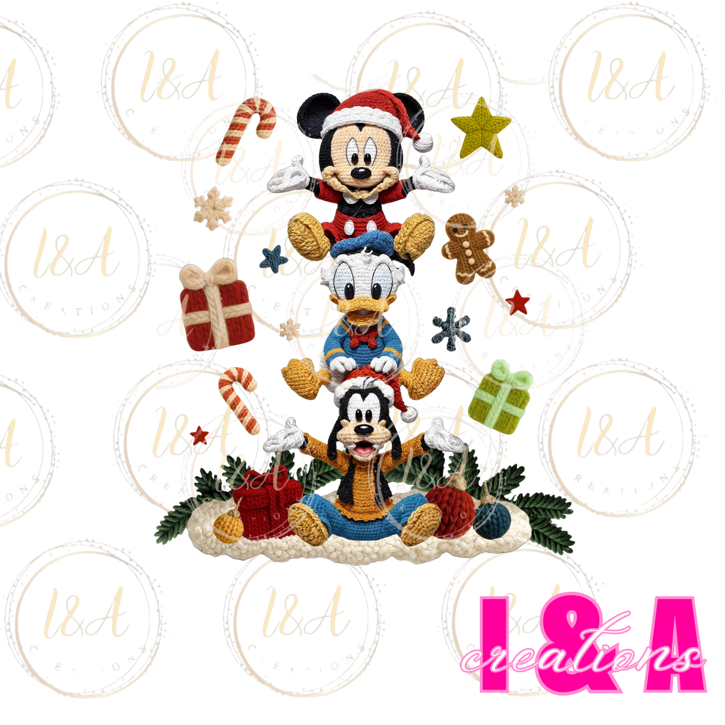 #255C faux chrochet Christmas mouse and friends