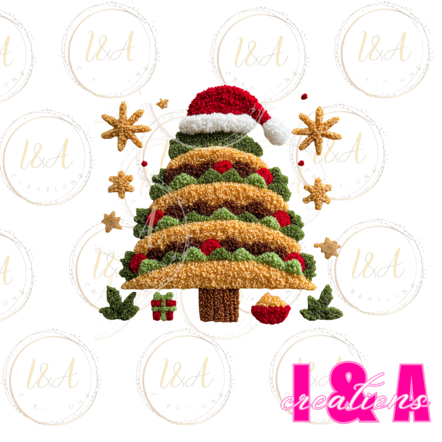 #230C faux chrochet Christmas taco tree