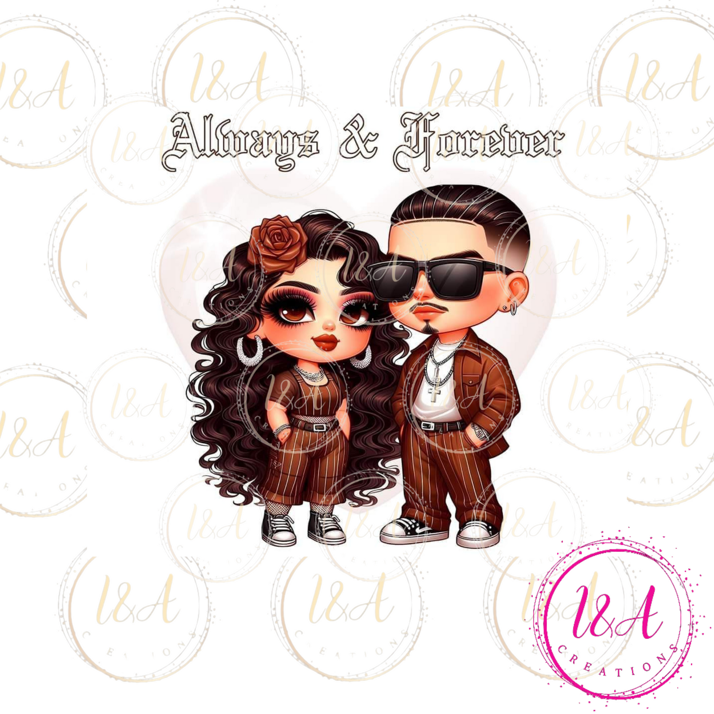 Long black curly hair cholos couple