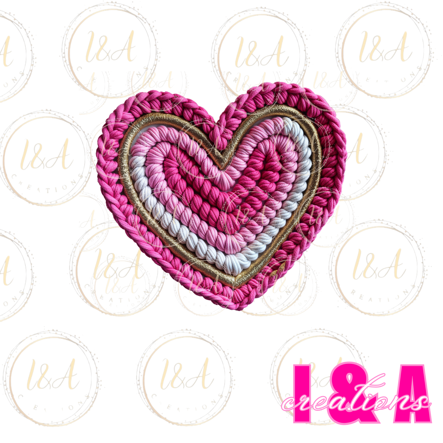 #268c faux chrochet heart