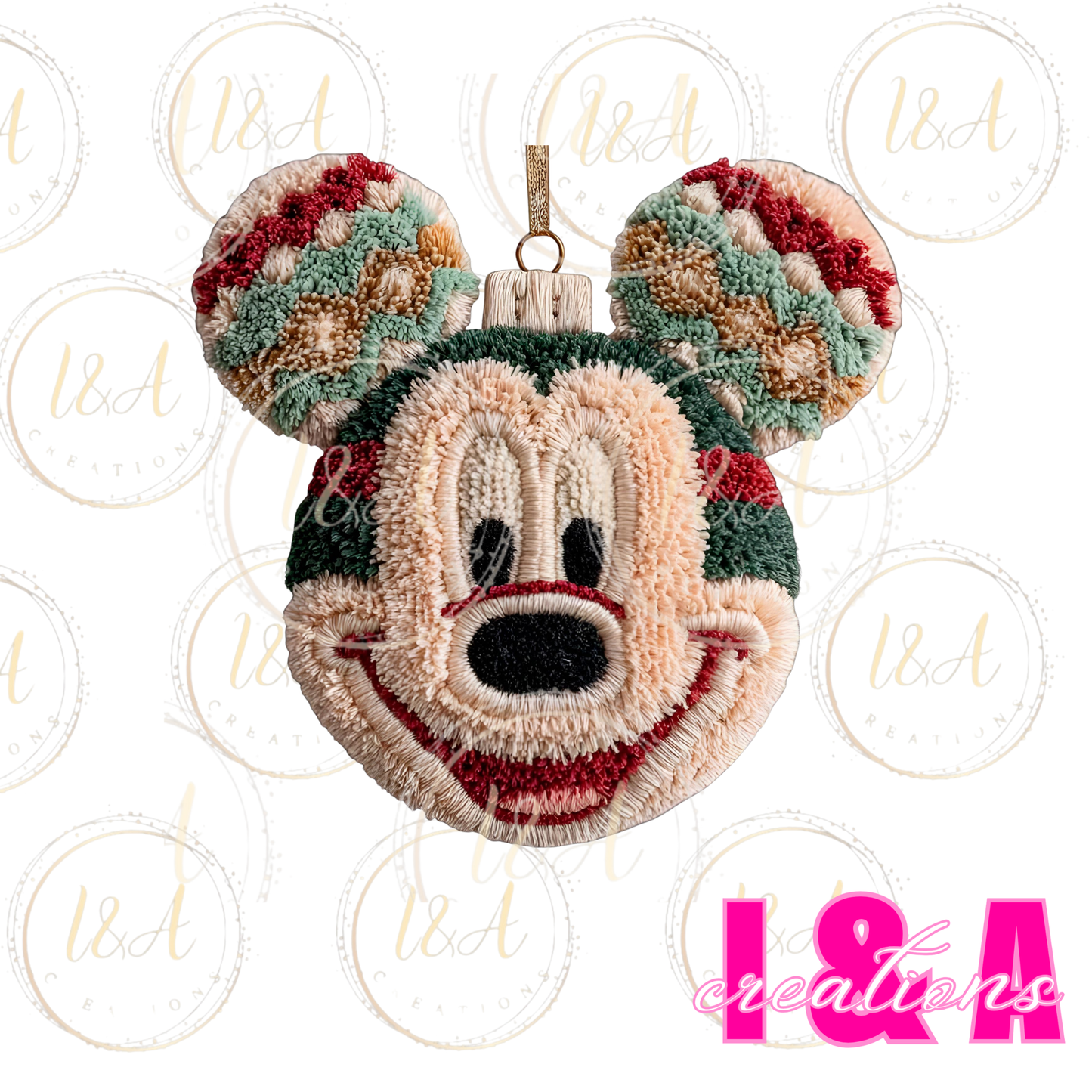 #243C faux chrochet Christmas mouse boy