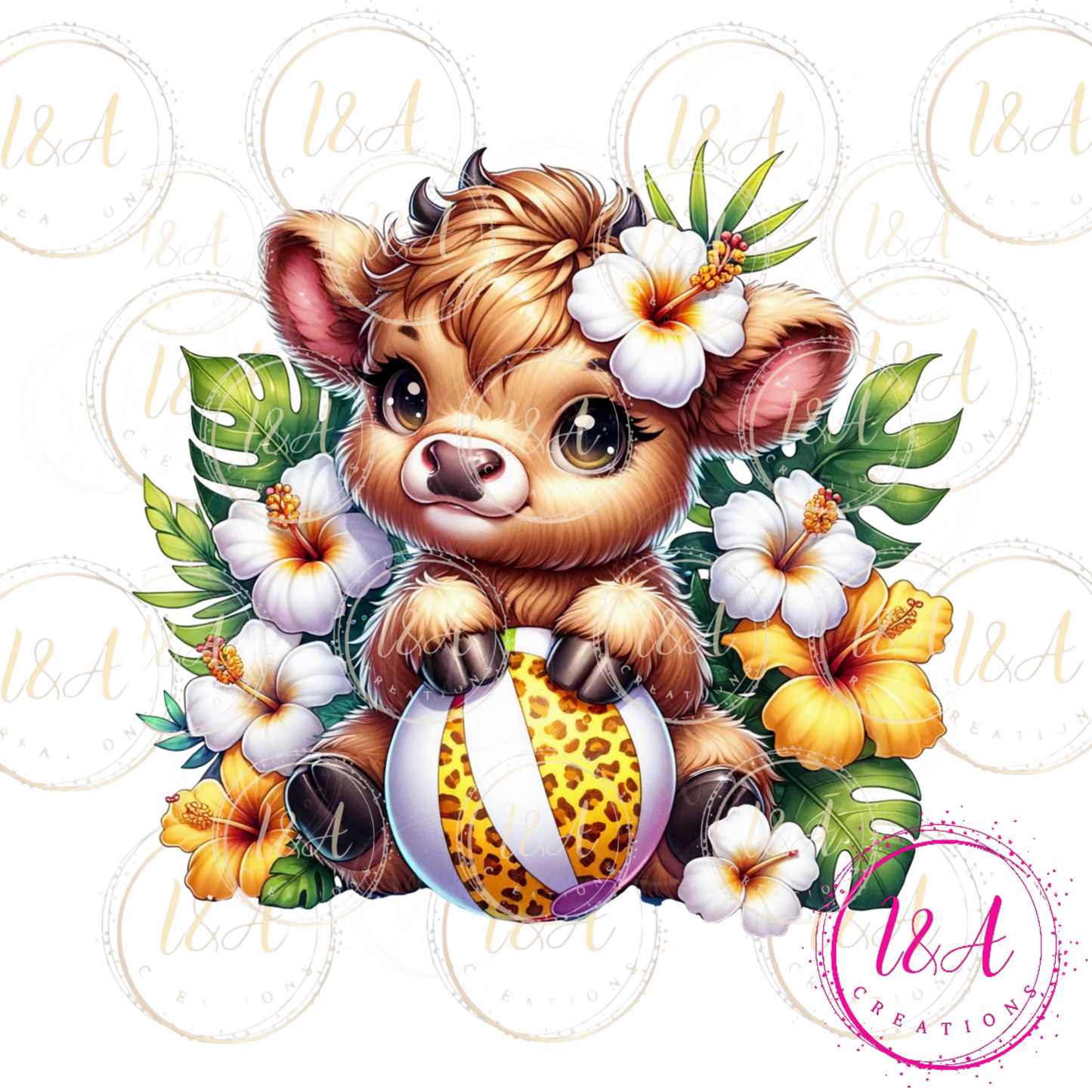 #546 Highland cow with yellow ball