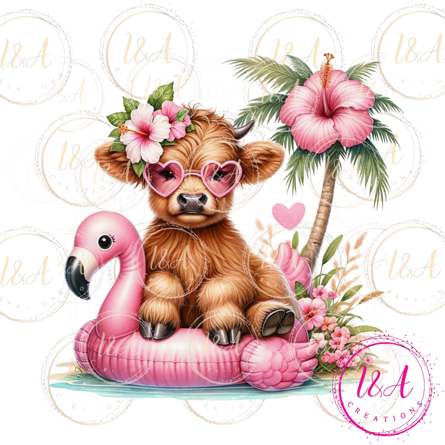 #544 Highland cow with pink glasses