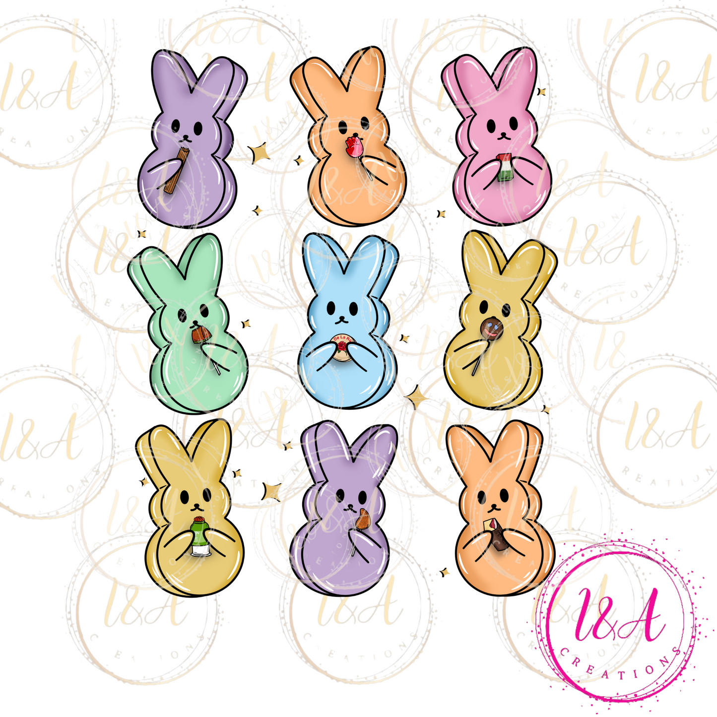 #807B peeps con dulces