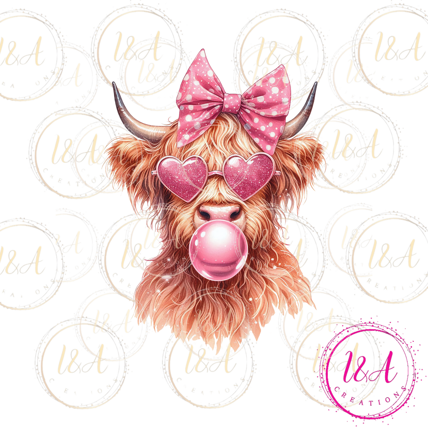 #574B Cow with pink bow