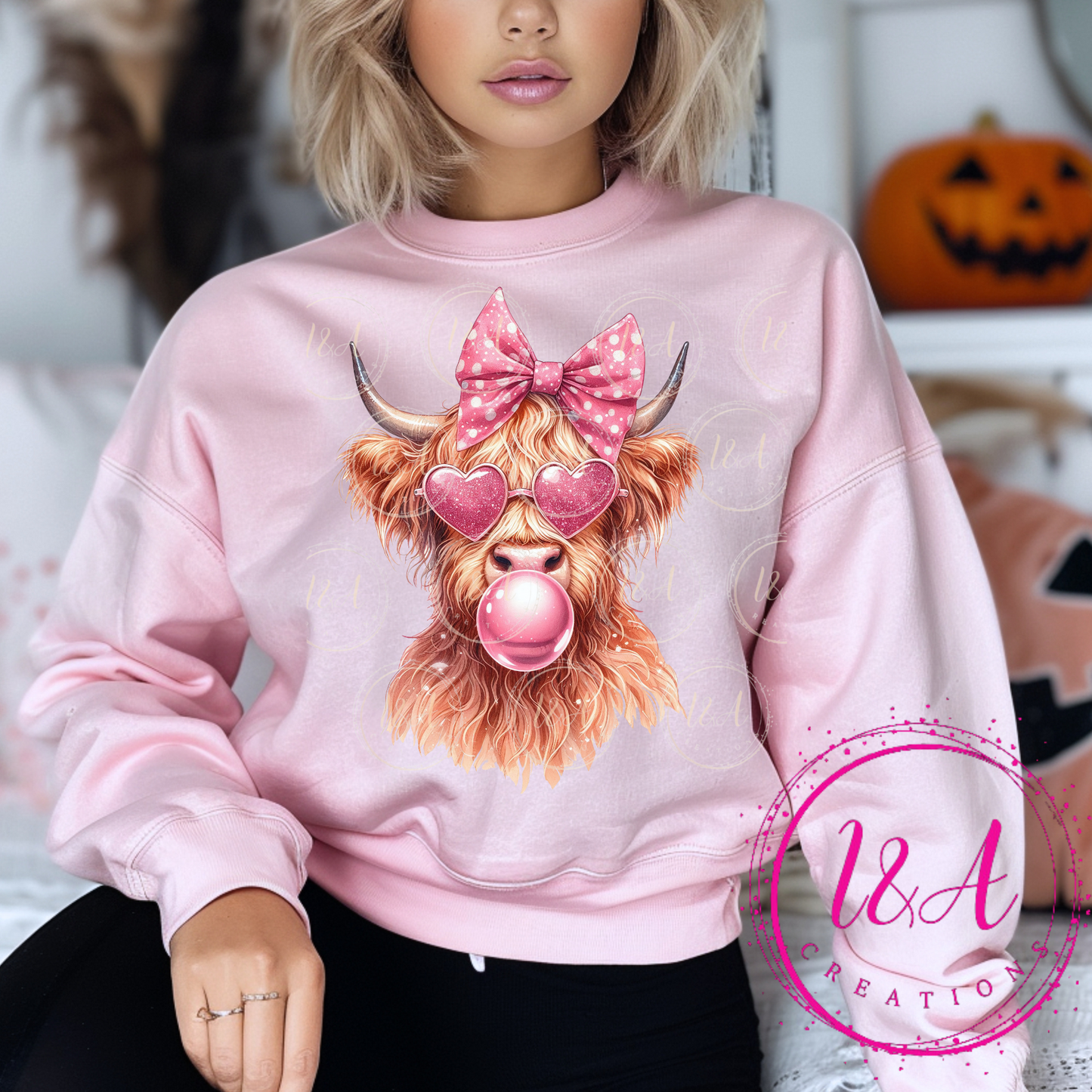 #574B Cow with pink bow