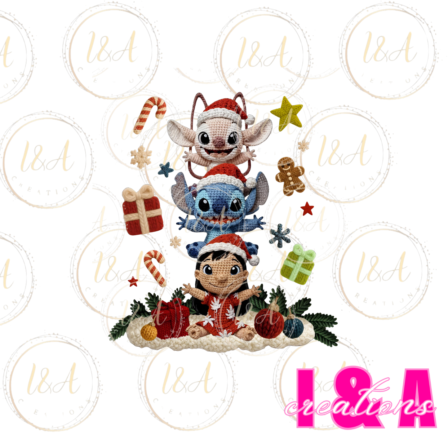 #250C faux chrochet Christmas lilo and friends