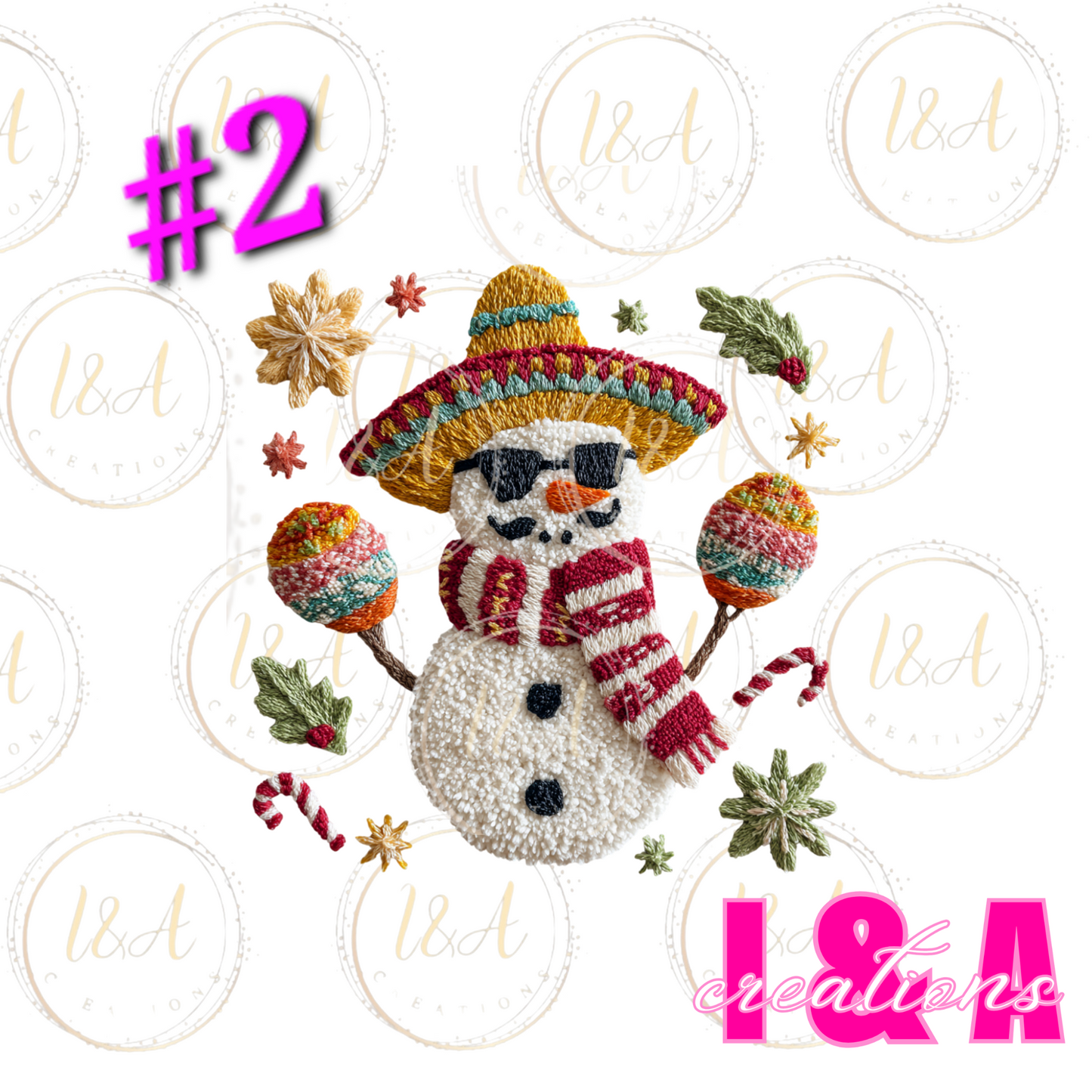 #229C Faux chrochet Mexican snowman