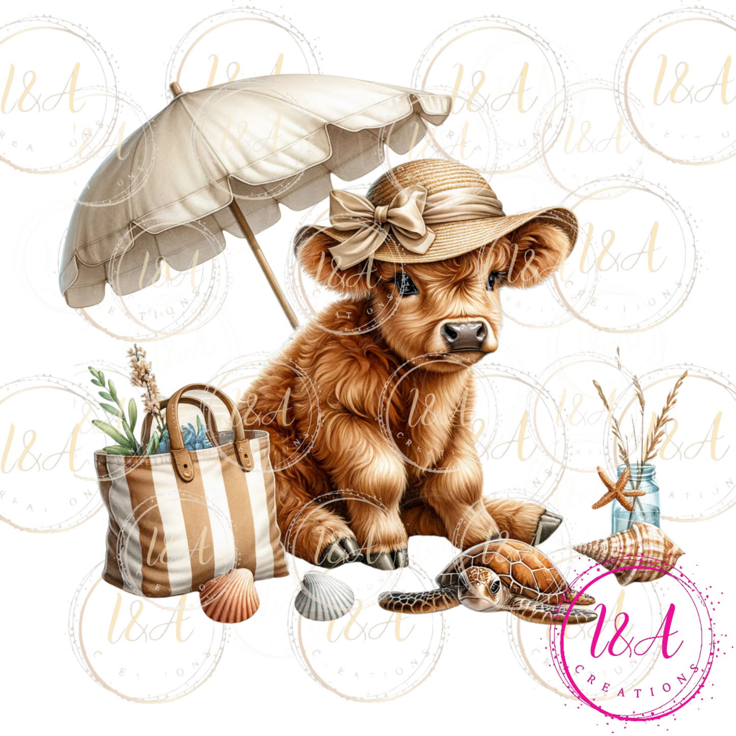 #540 Highland cow on beach