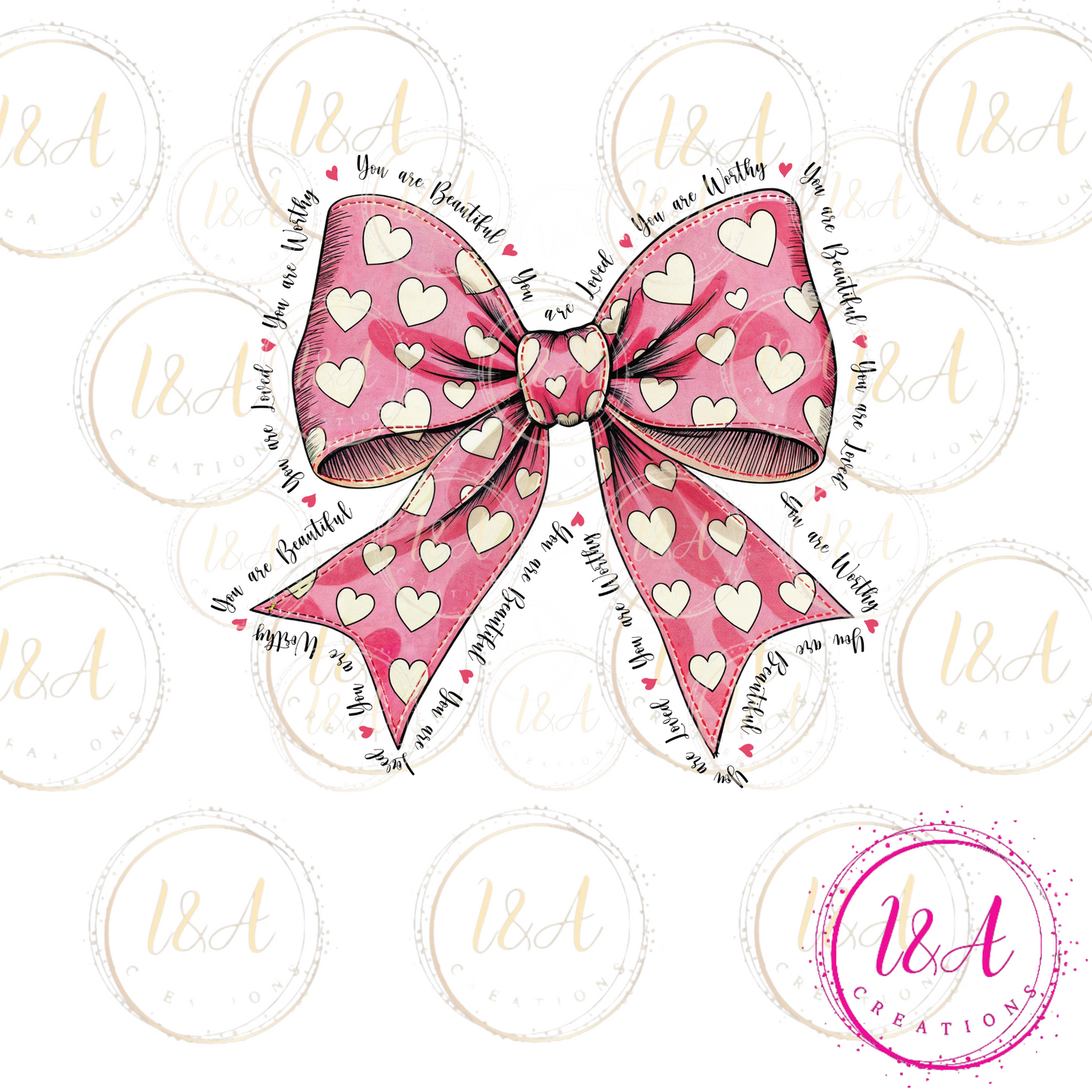 #577B pink bow with hearts