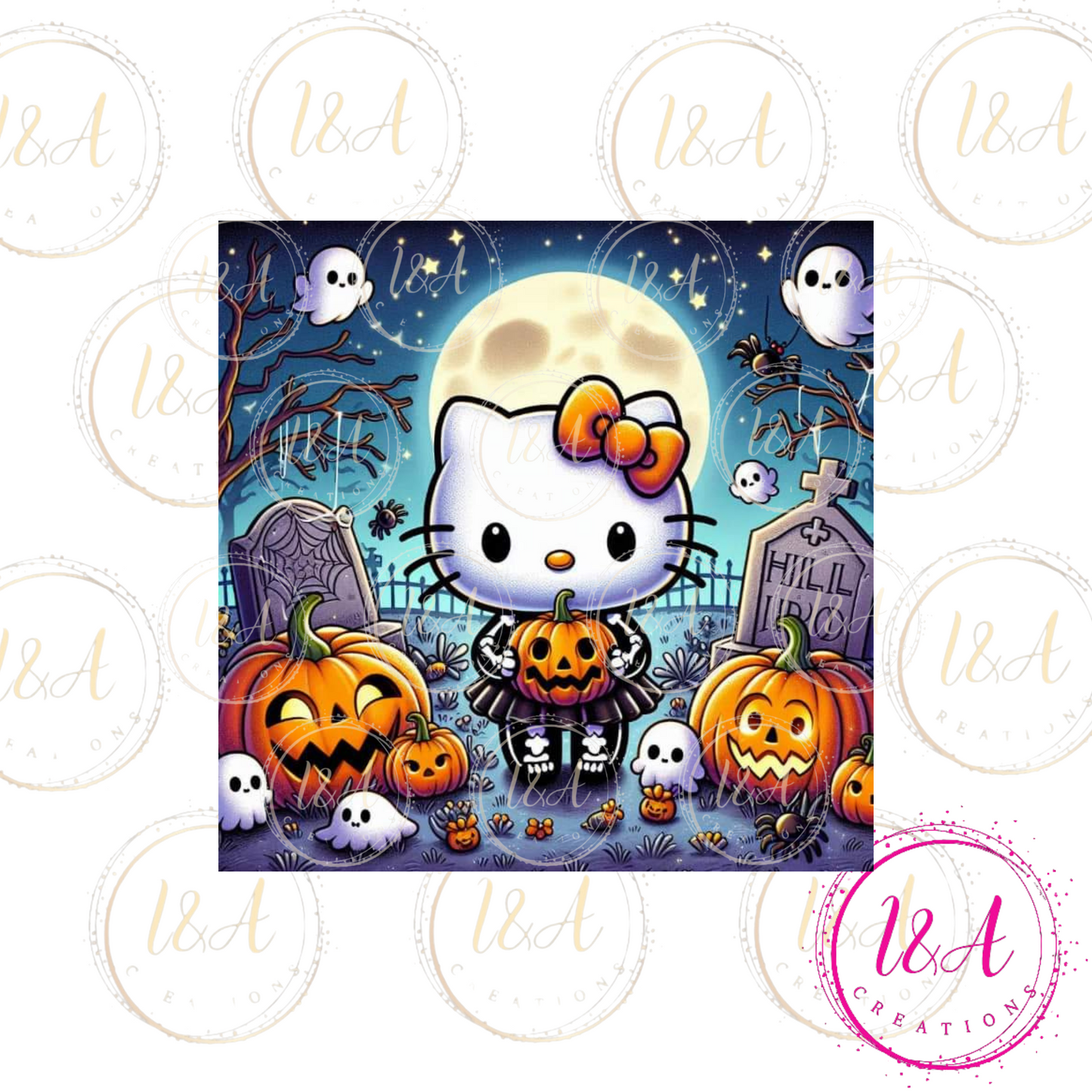 Kitty holding pumpkin