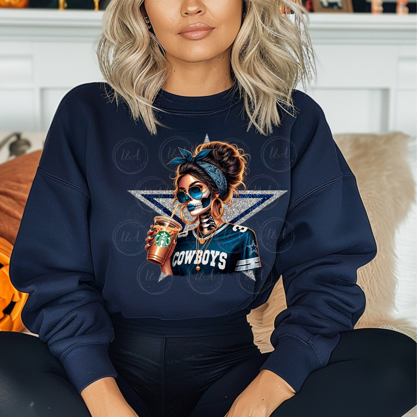 #454B skelly girl blue star