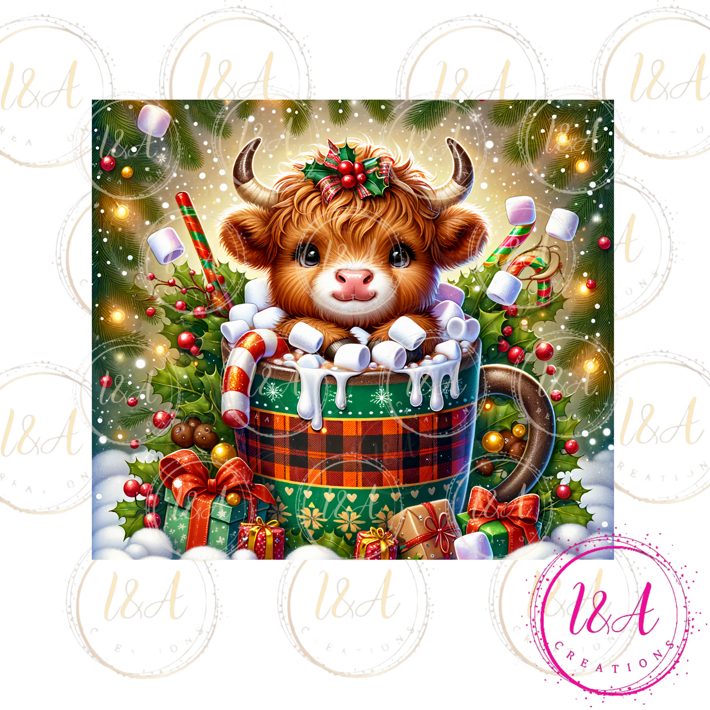 Christmas highland cow