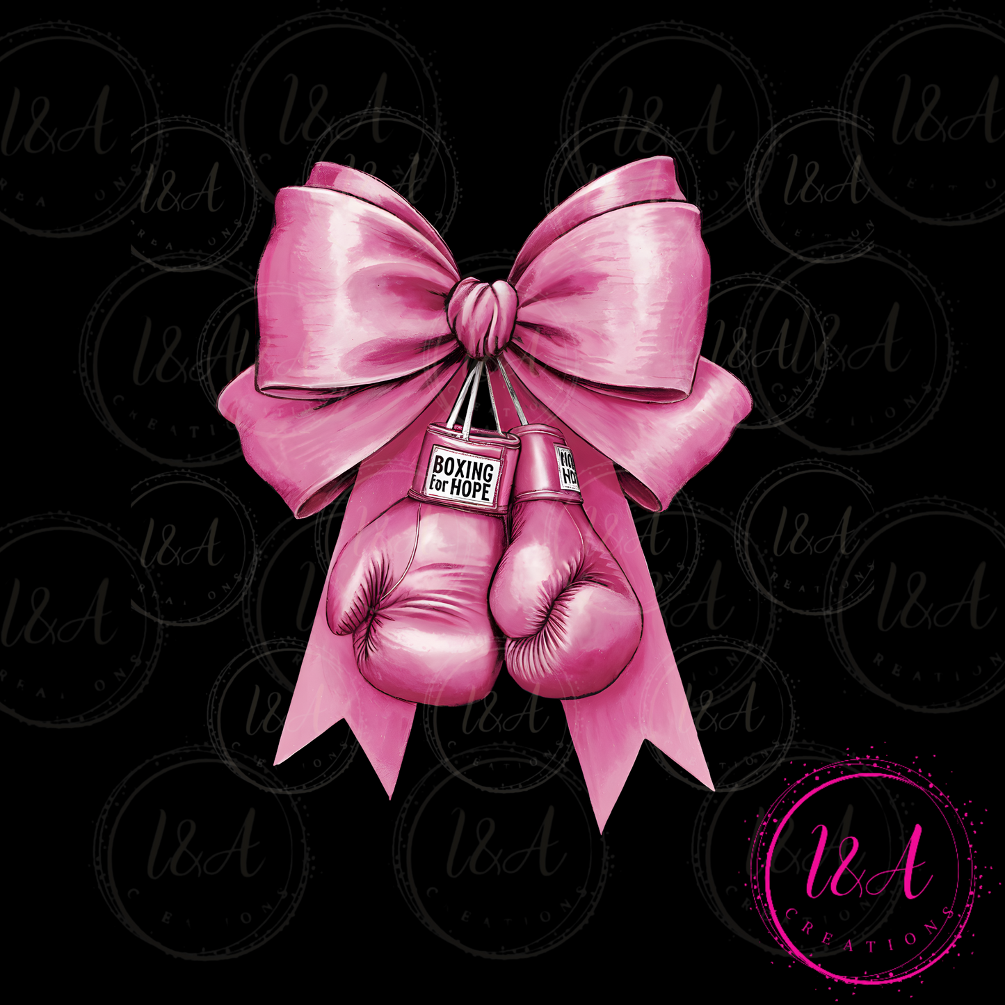 #219B pink bow with boxing gloves