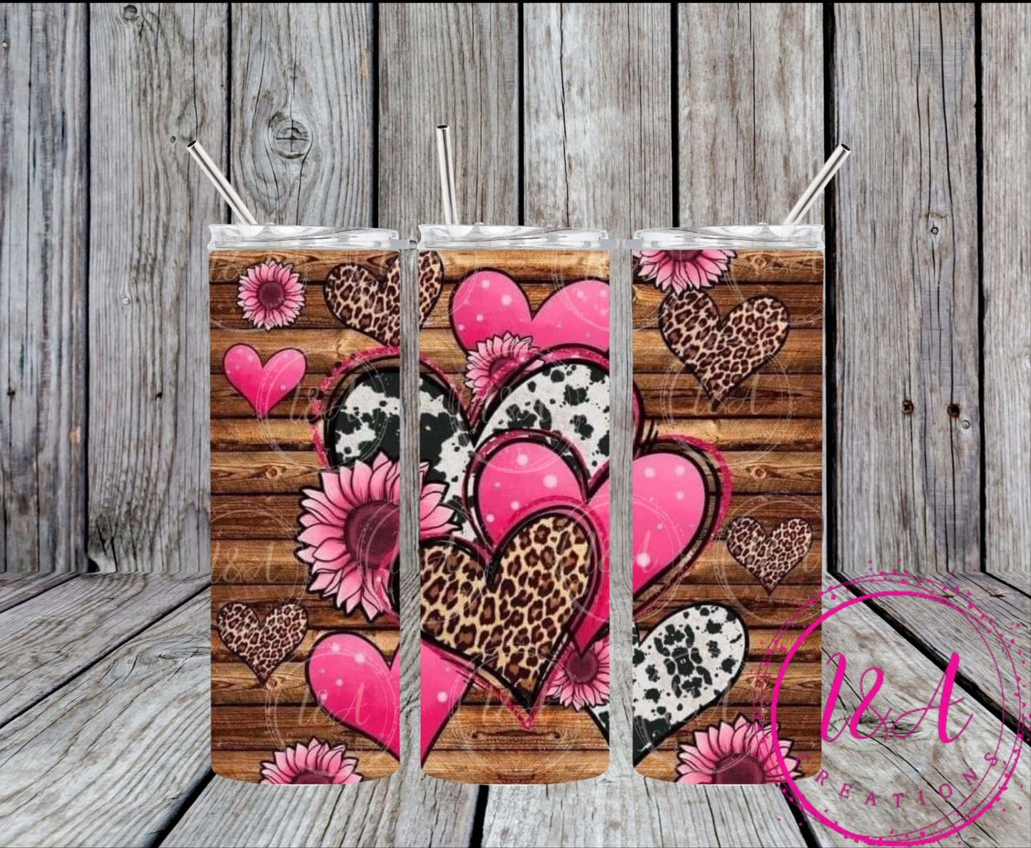 Pink sunflower with hearts