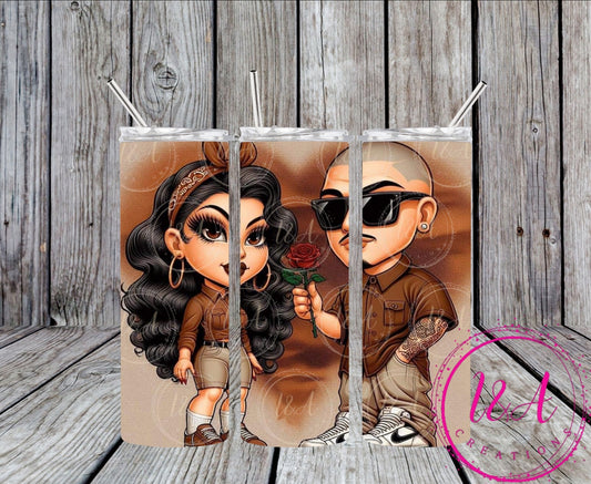 Cholo couple brown heart
