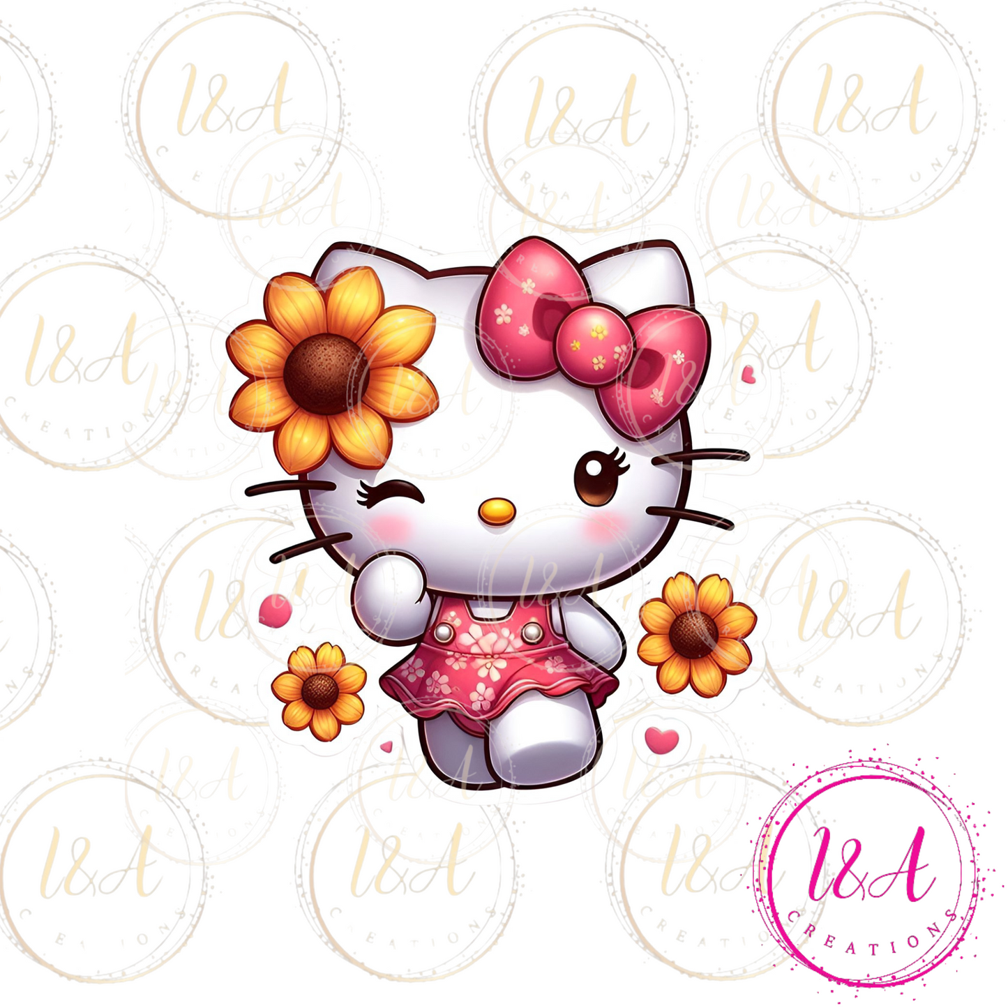 #875B kitty with yellow flowers