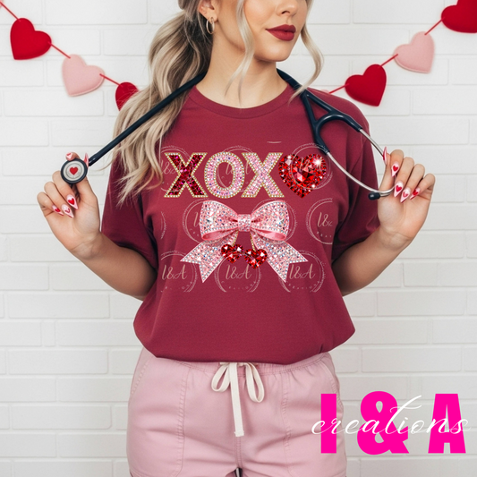 #295c faux rhinestones XOXO