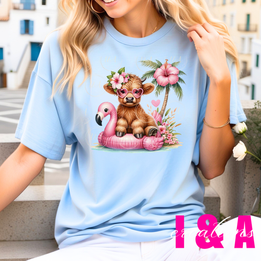 #544 Highland cow with  pink glasses