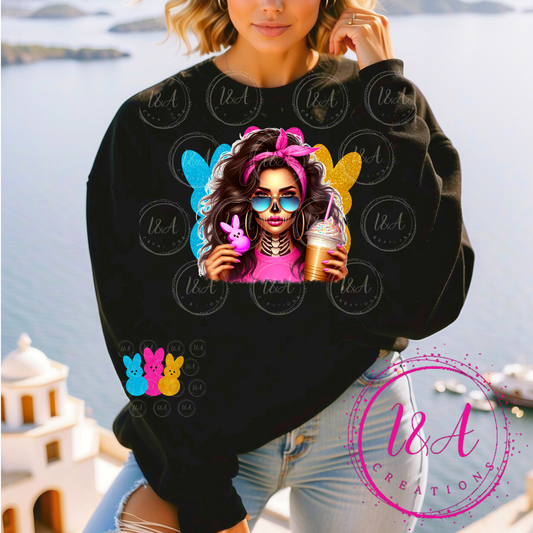 #798B skelly girl easter