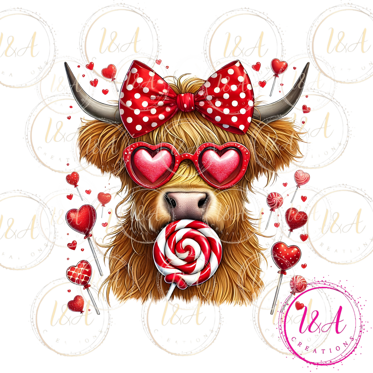 #591B Valentines highland cow