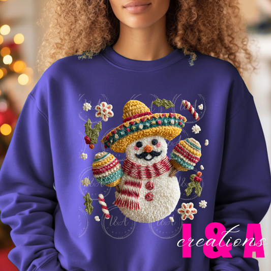 #229C Faux chrochet Mexican snowman