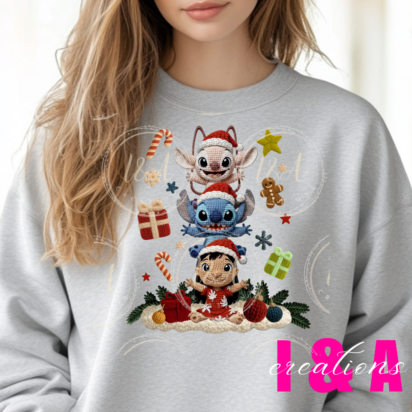 #250C faux chrochet Christmas lilo and friends