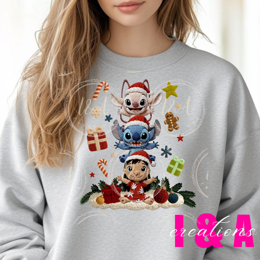 #250C faux chrochet Christmas lilo and friends