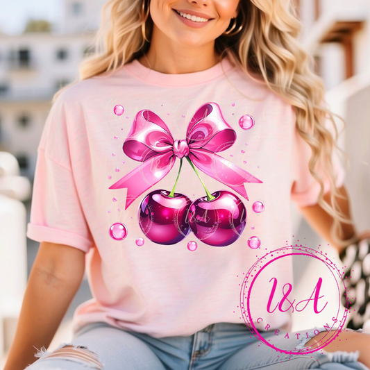 #989B pink cherries with bow