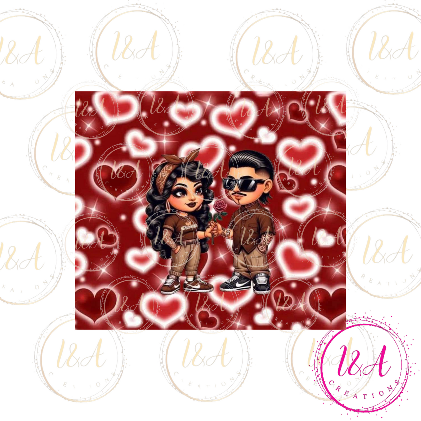 Cholo love red background hearts
