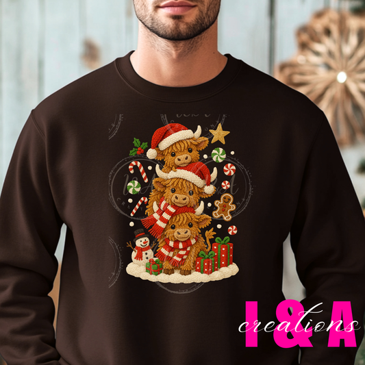 #157C Faux chrochet highland cows