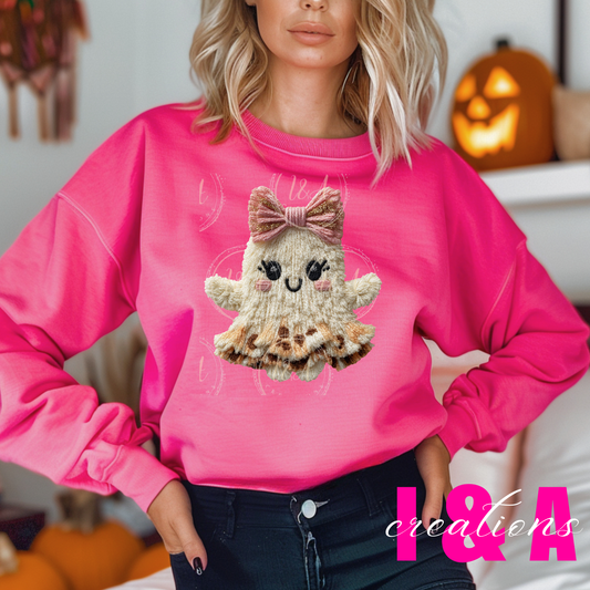 #144C Faux chrochet yarn leopard ghost