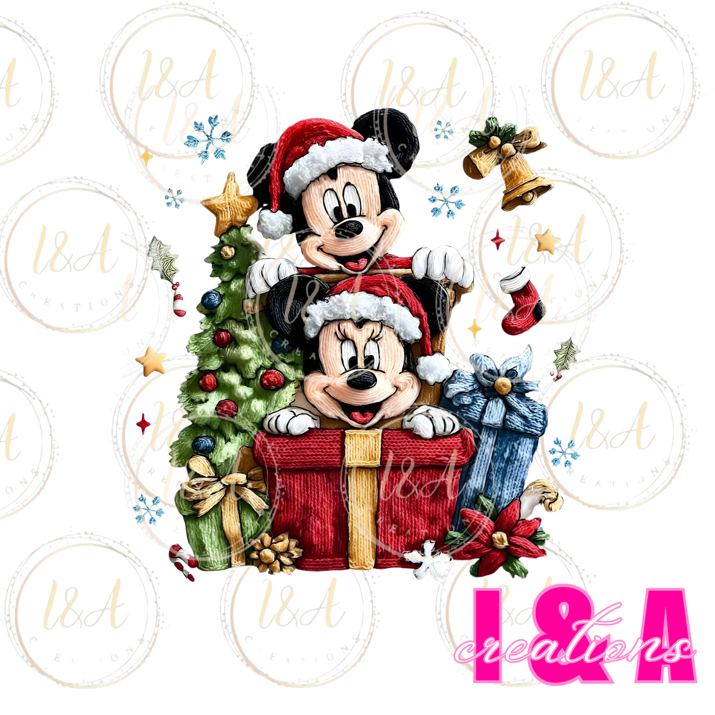 #246C faux chrochet Christmas mouse couple