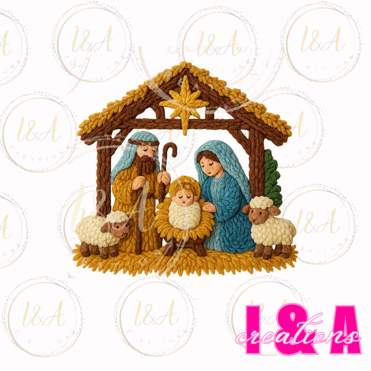 #180C Faux chrochet Jesus Christmas