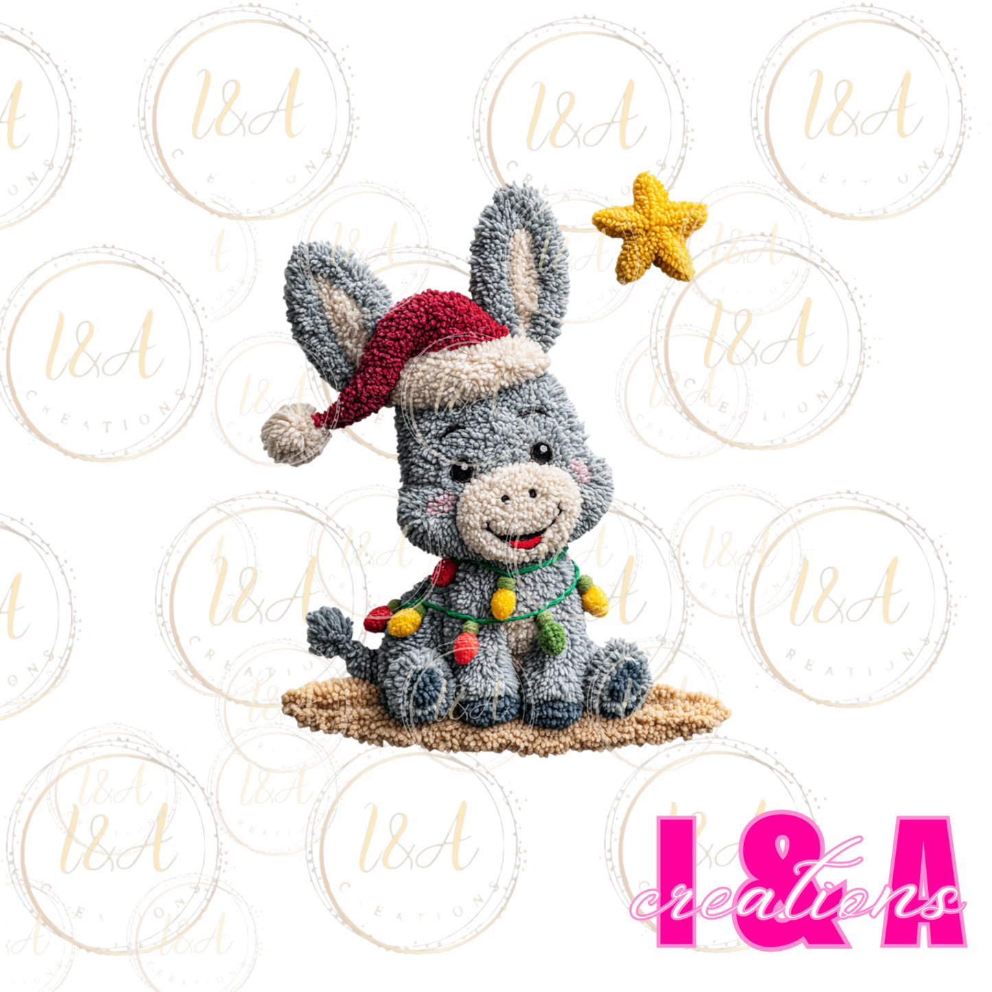 #227C faux chrochet Christmas donkey