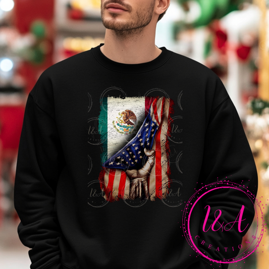 #730B Mexico/USA flag