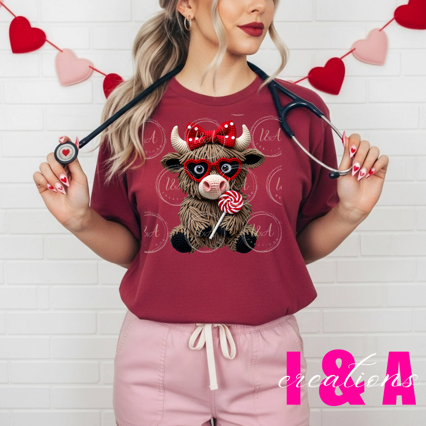 #281c faux chrochet highland cow