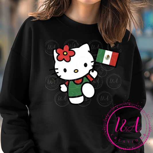 #718B kitty with Mexican flag