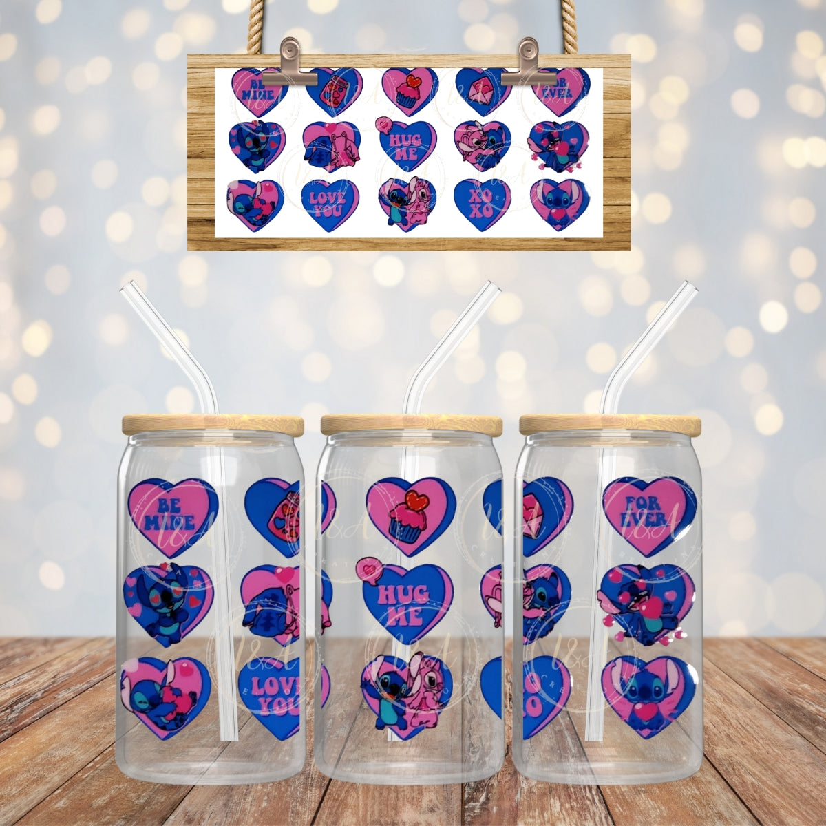 #185 Blue n pink hearts