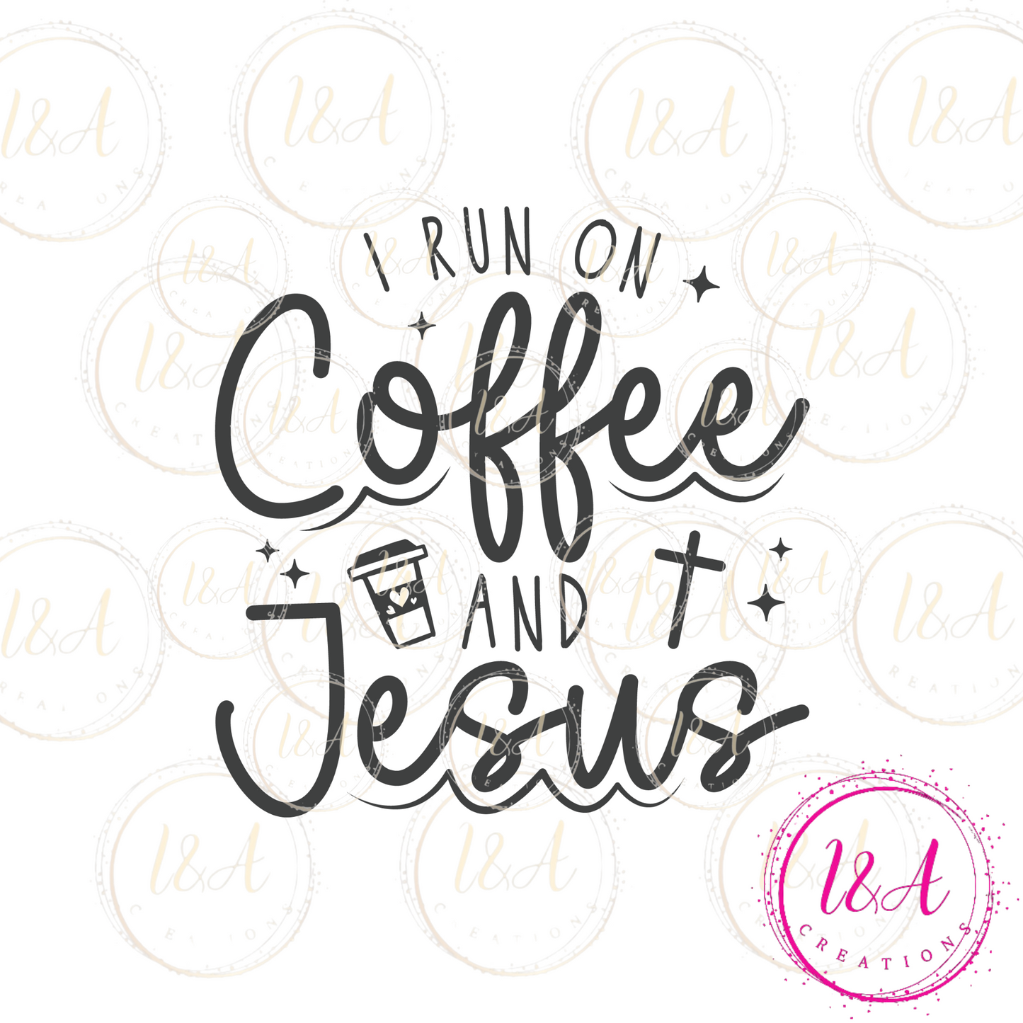 #335B I run coffee and Jesus (gray color)