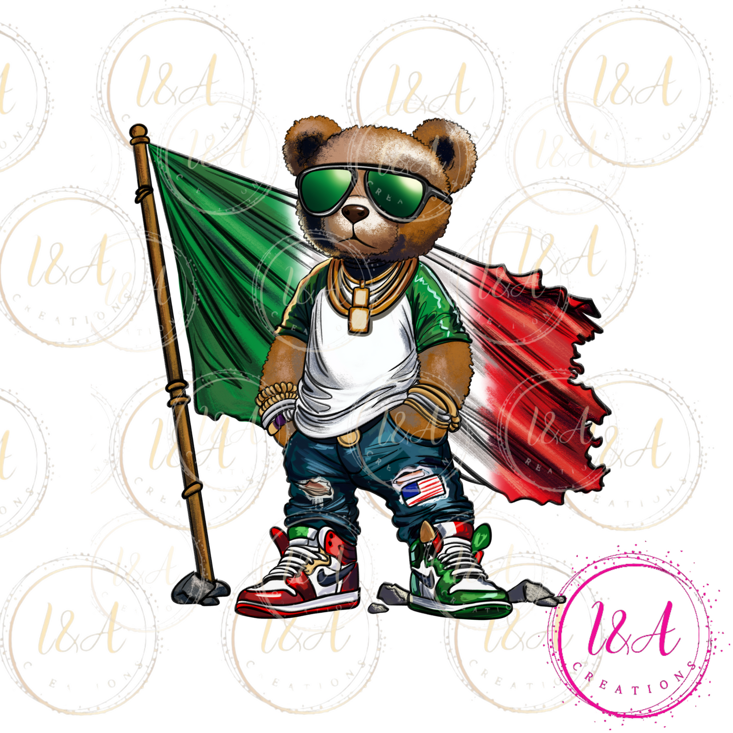 #864B Mexico bear and flag