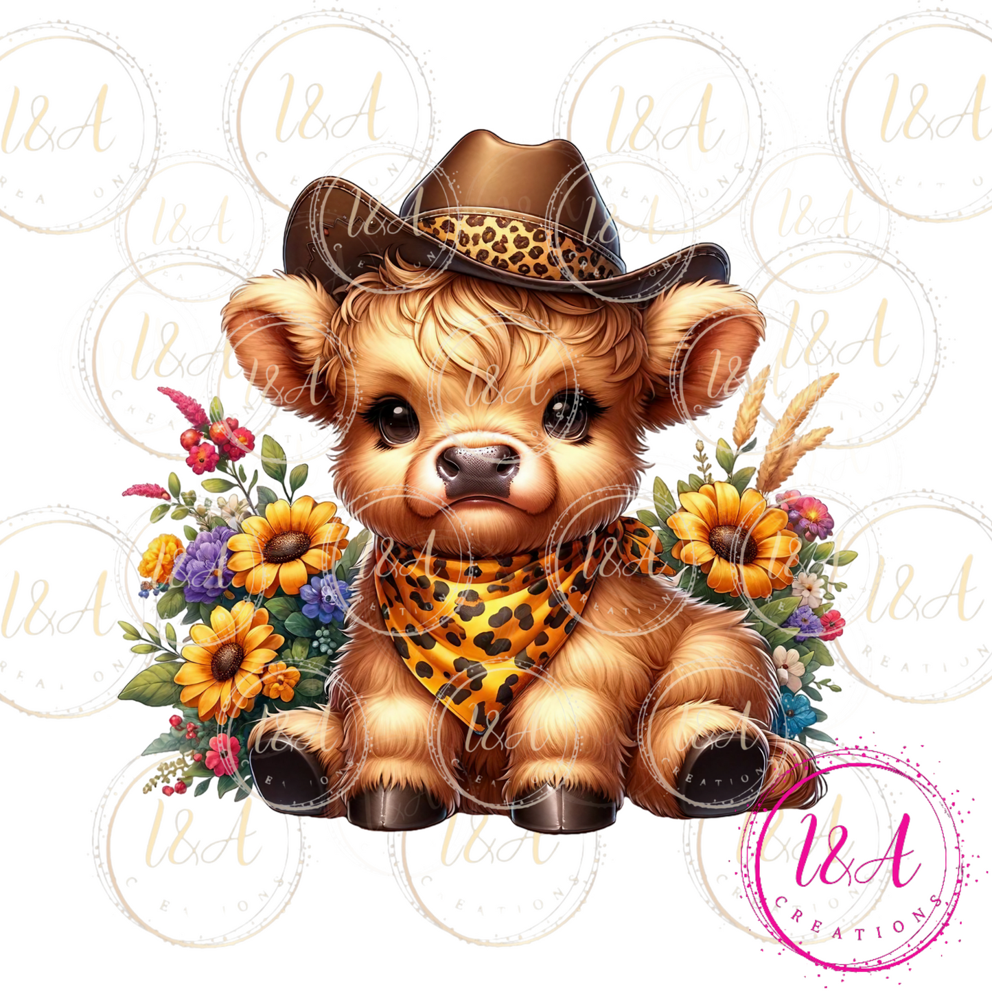 #550 Highland cow yellow outfit