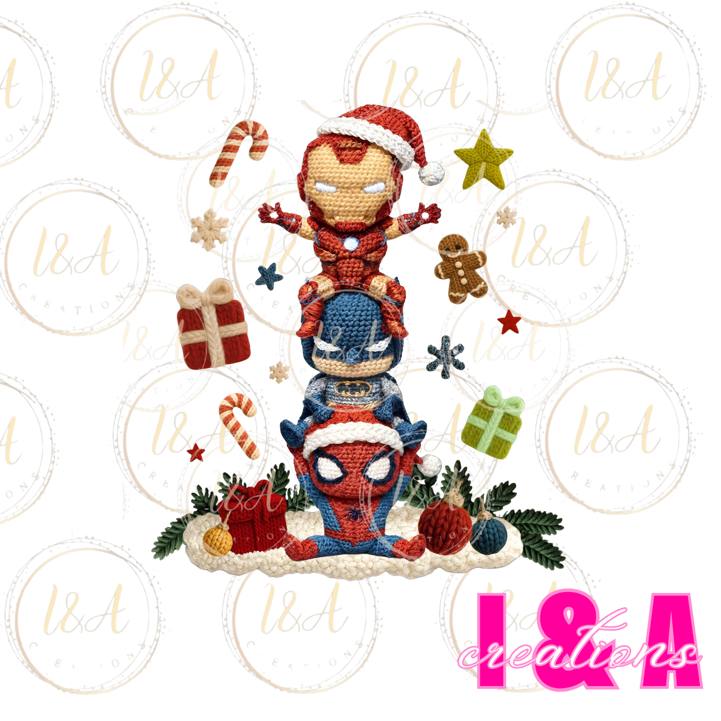 #253C faux chrochet Christmas spider and friends