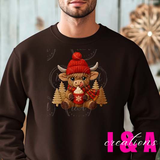 #153C Faux chrochet highland cow