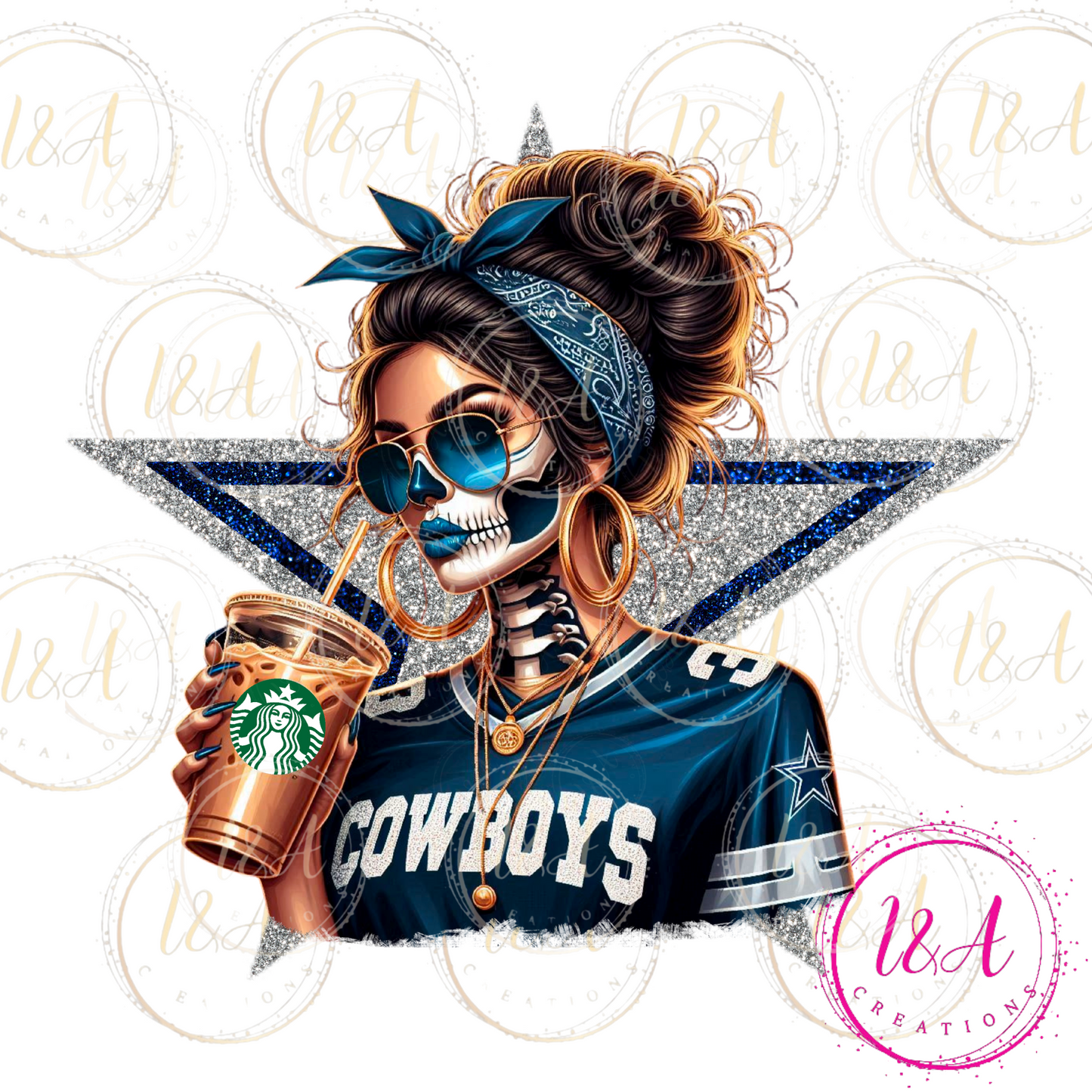 #454B skelly girl blue star