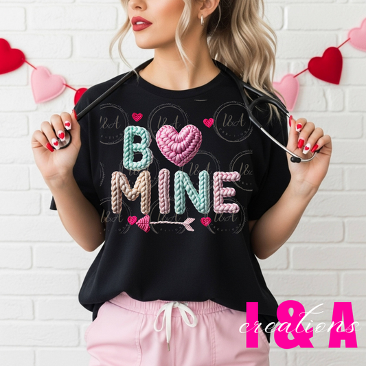 #284c faux chrochet Be mine